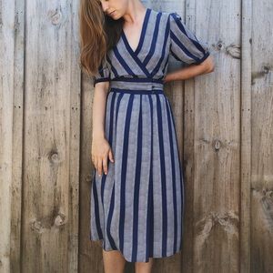 *SOLD* vintage royal blue v-neck wrap dress